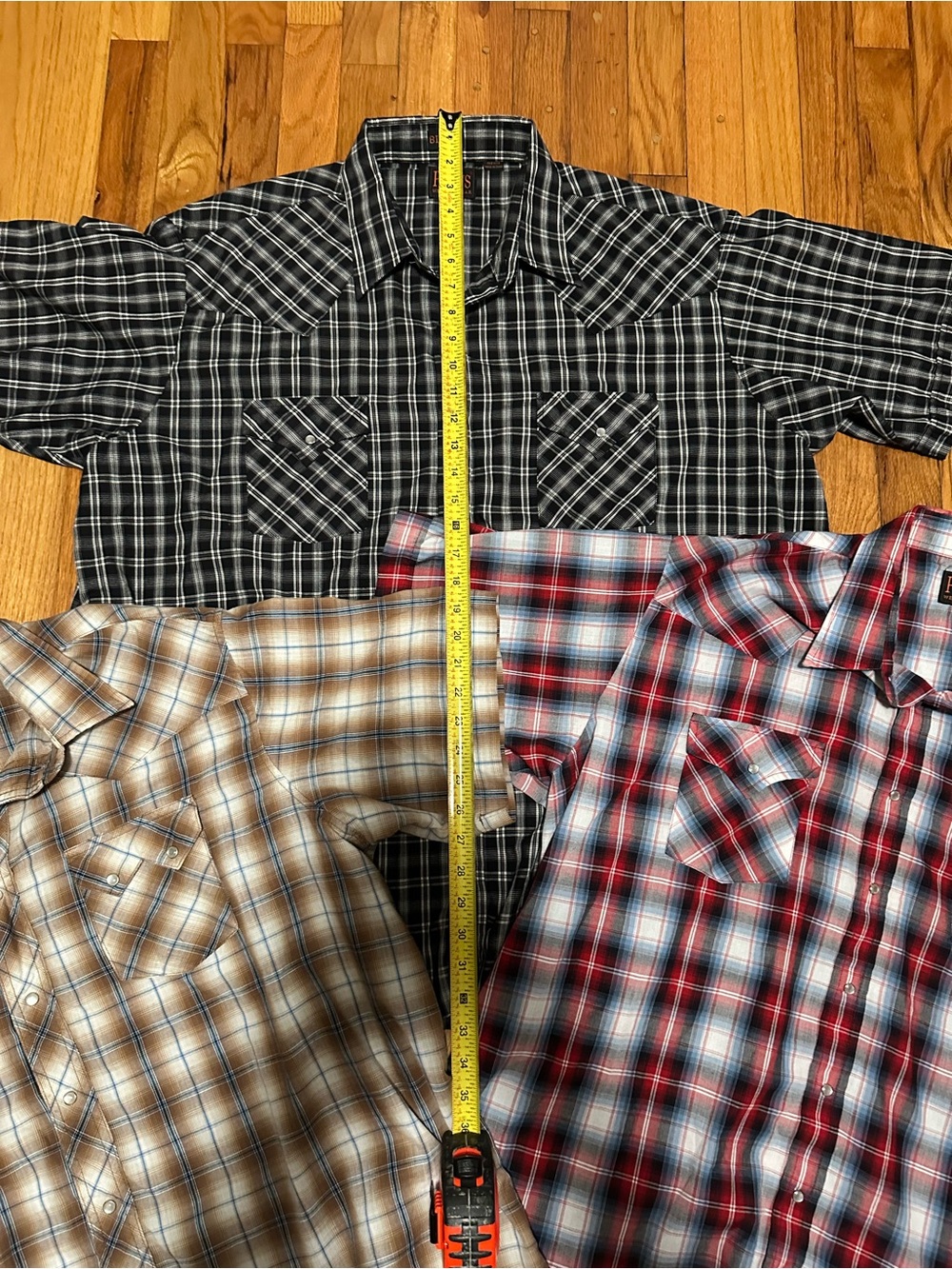 Lot of 3 XXL Men’s Wrangler & Plains western wear Pearl Snap Button-Down Shirts